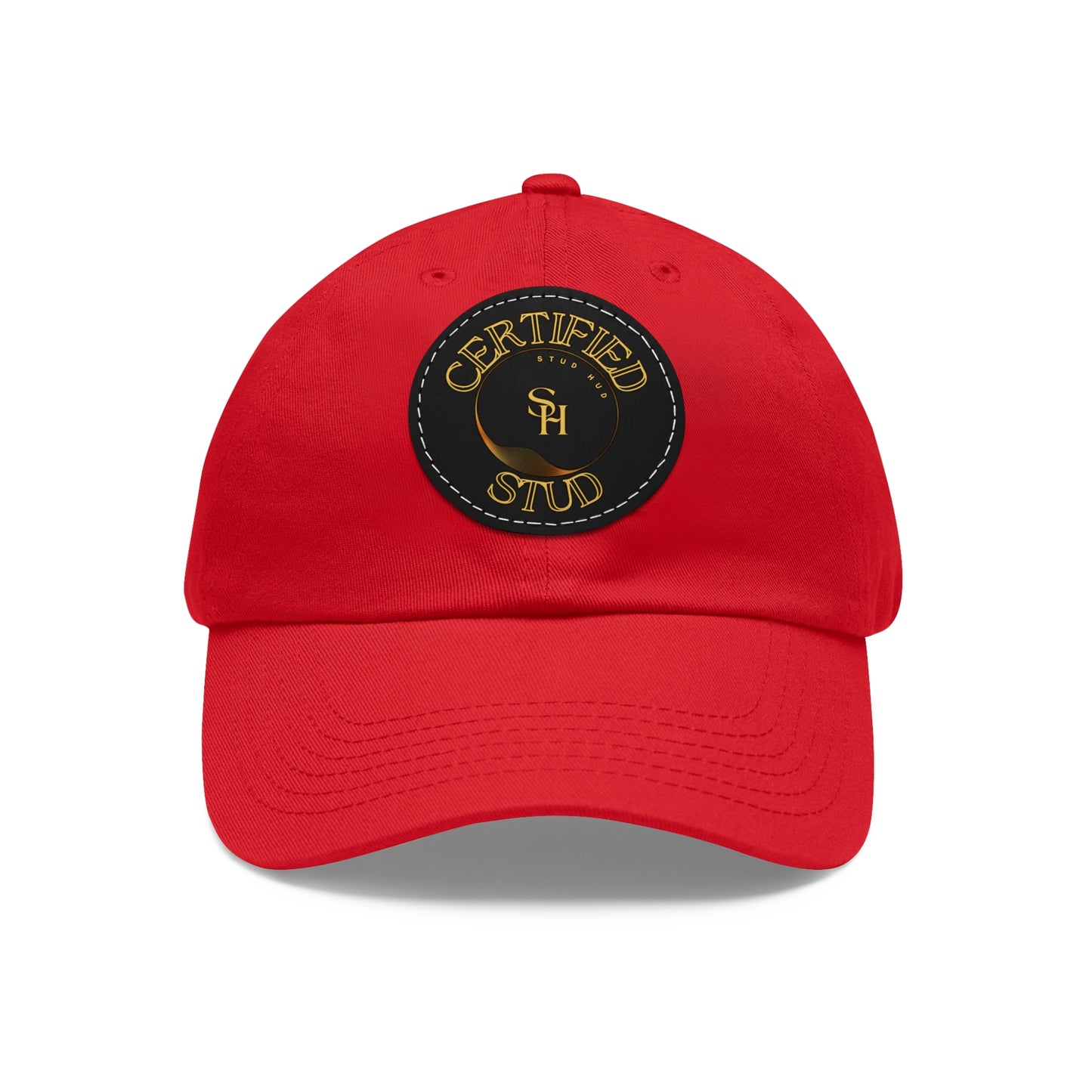 “Certified Stud” Dad Hat with Leather Patch (Round)