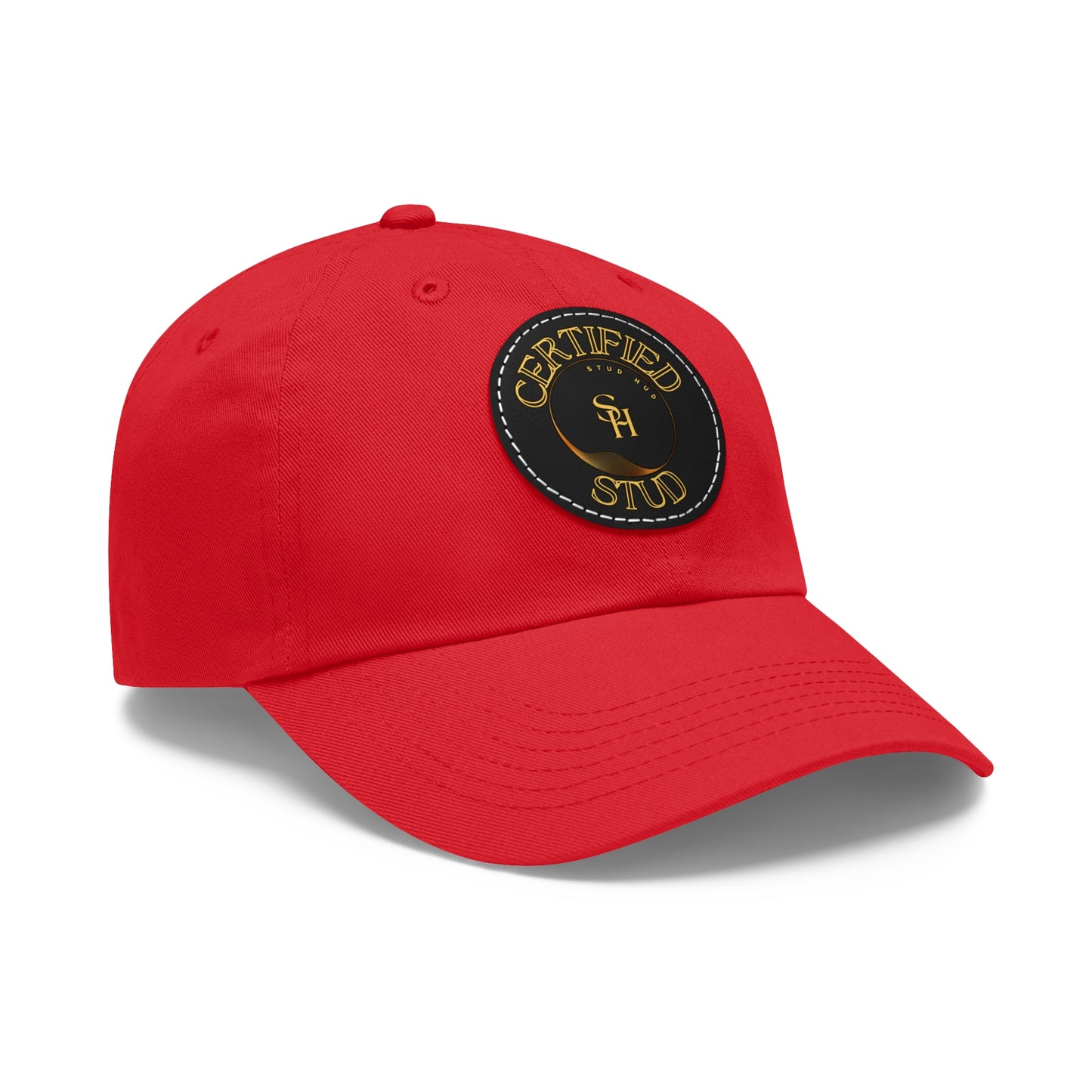 “Certified Stud” Dad Hat with Leather Patch (Round)