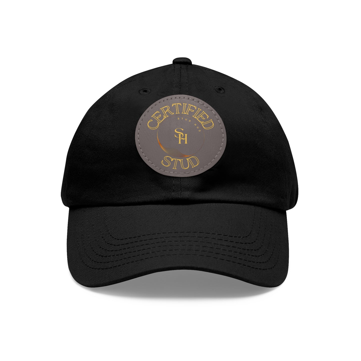 “Certified Stud” Dad Hat with Leather Patch (Round)