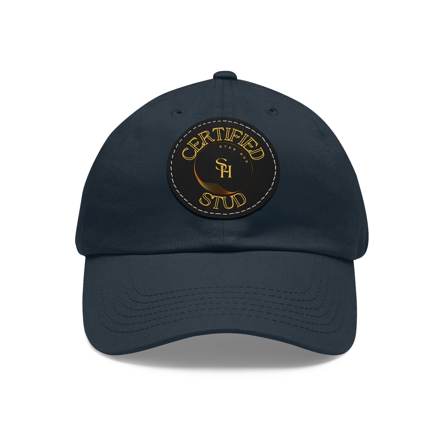 “Certified Stud” Dad Hat with Leather Patch (Round)