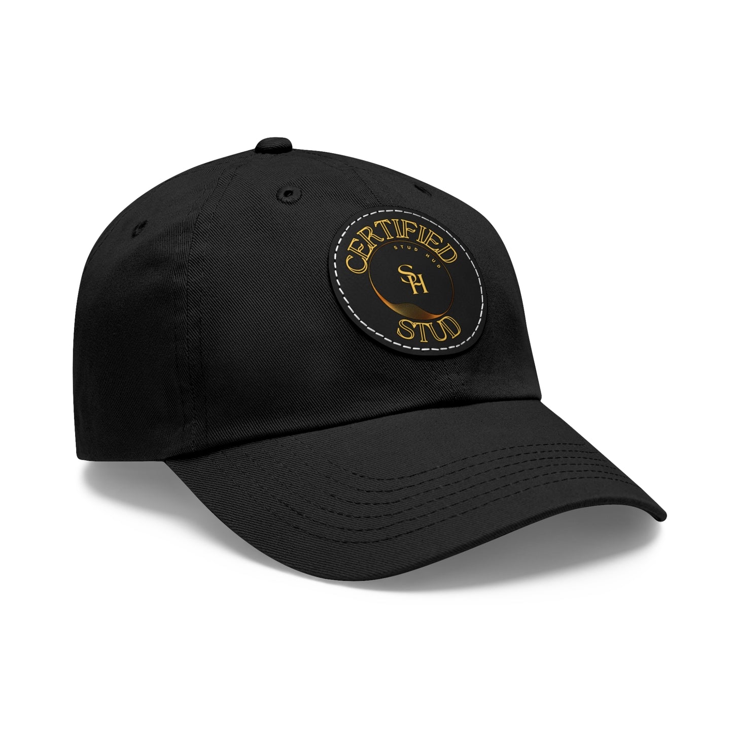 “Certified Stud” Dad Hat with Leather Patch (Round)