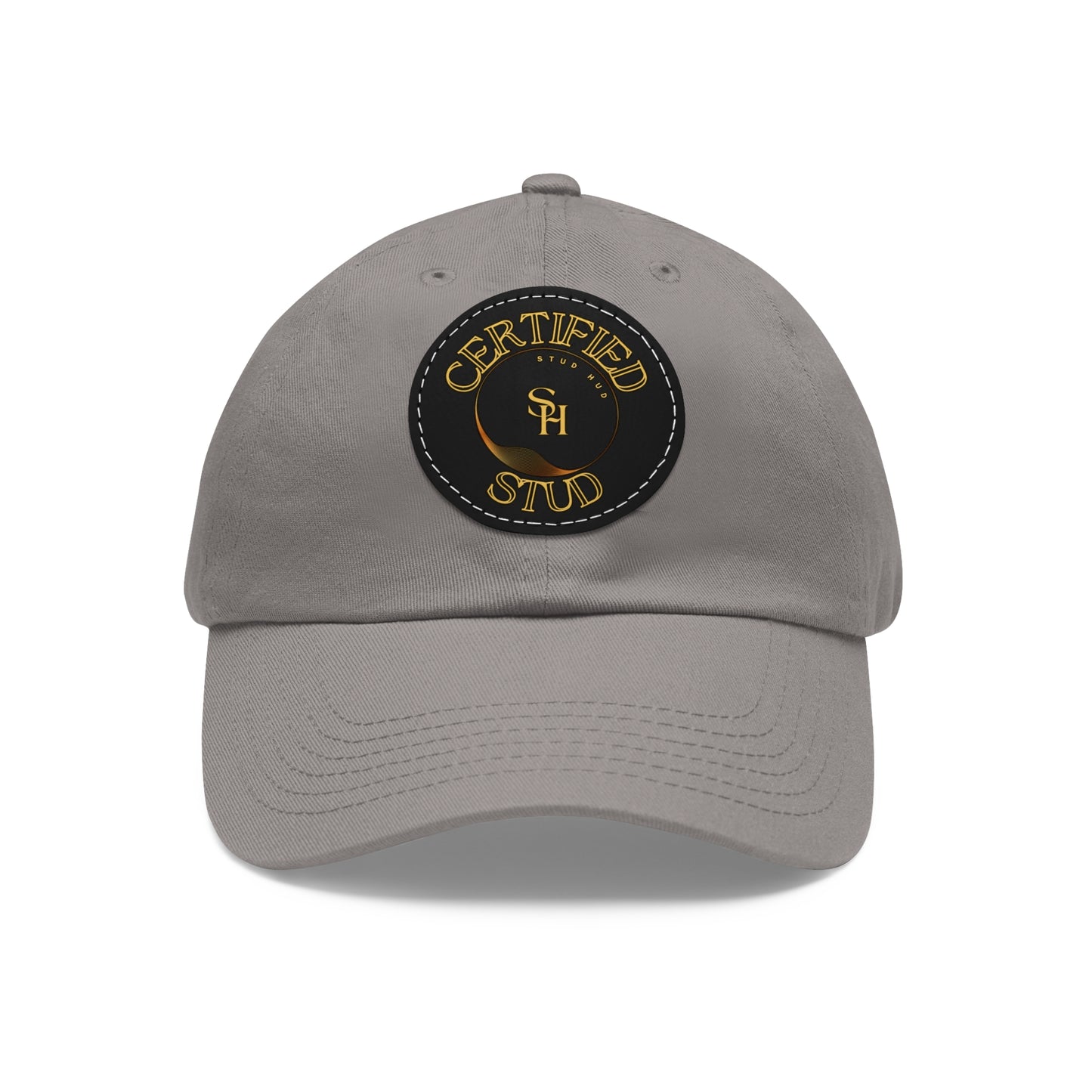 “Certified Stud” Dad Hat with Leather Patch (Round)