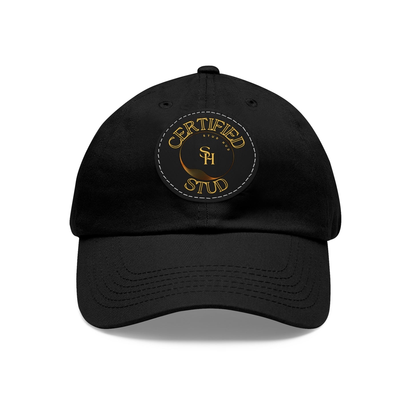 “Certified Stud” Dad Hat with Leather Patch (Round)